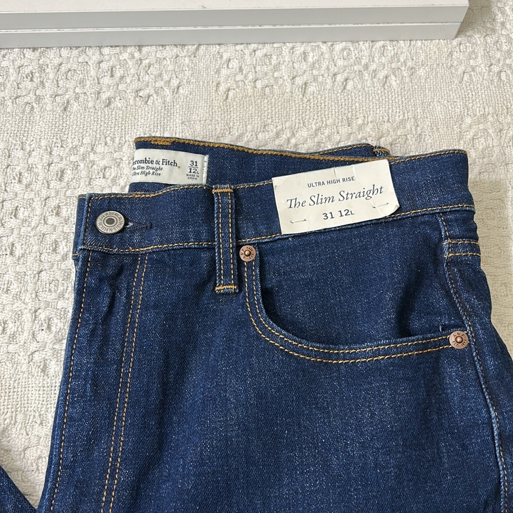 Abercrombie & Fitch Dark Blue Straight Leg Pants - Picture 2 of 6
